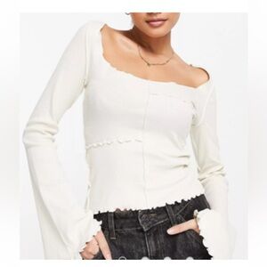 Asos monki off-white long sleeve patch top